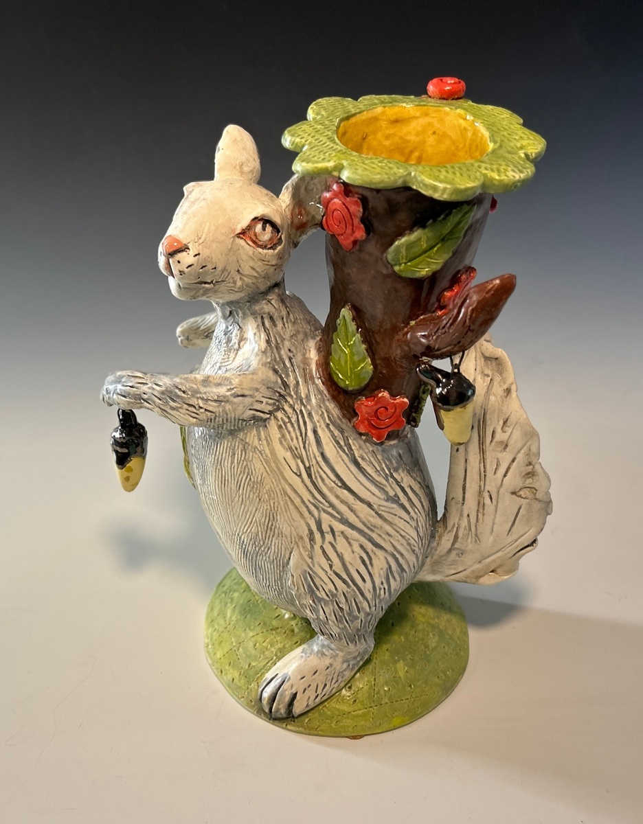 WHITE SQUIRREL TREE VASE