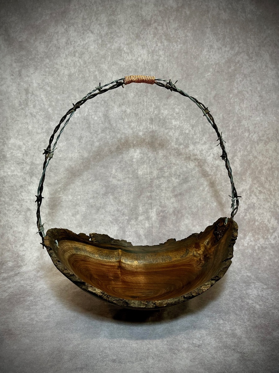 LIVE-EDGE BARBED WIRE BASKET