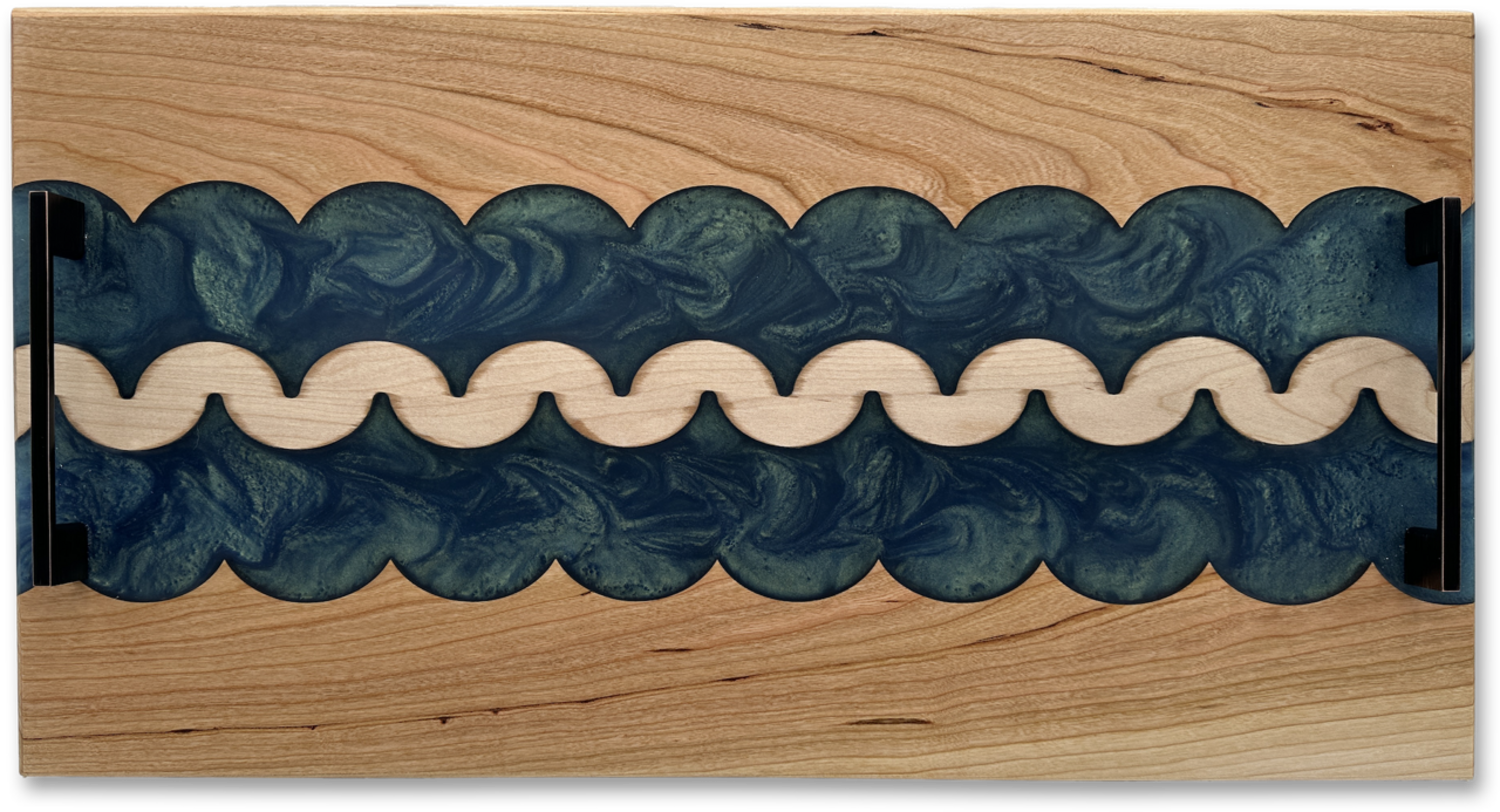 SERVING BOARD S-84 CHERRY & MAPLE ARCTIC BLUE FROST